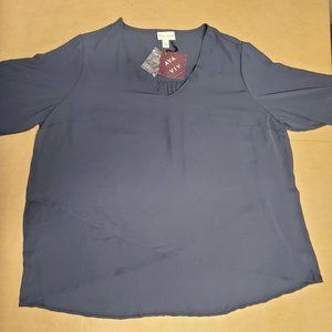 Ava + Viv Blouse Size 3X Navy